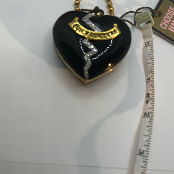 Juicy Couture NEW Vintage Y2K Enamel Heart Crystal Lip Gloss Pendant Necklace L - Picture 16 of 16